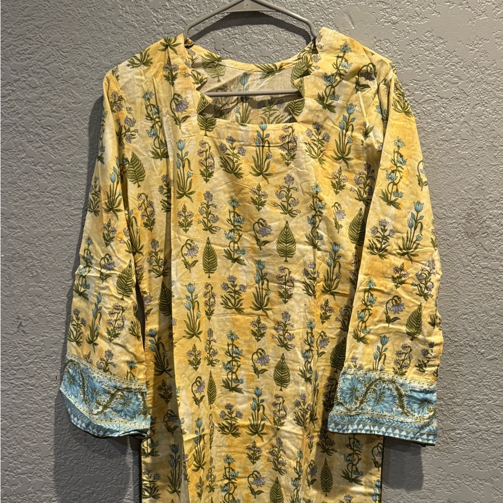 Floral Yellow and Blue Tunic